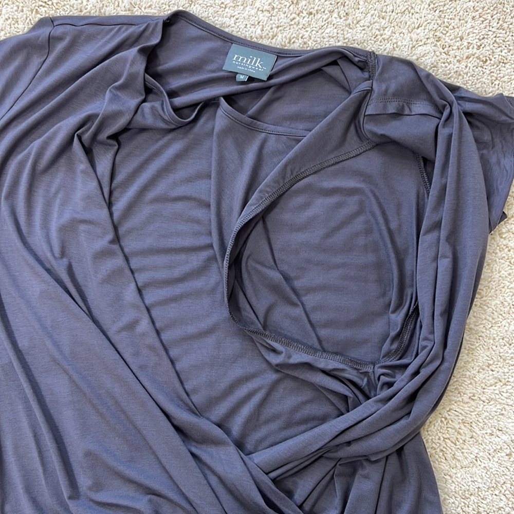 Milk Nursingwear Short Sleeve Faux Wrap Top Size M - Picture 9 of 11